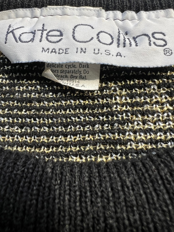 Vintage 80’s Kate Collins Metallic Silver Gold Knit Sweater Womens Size S/M ?