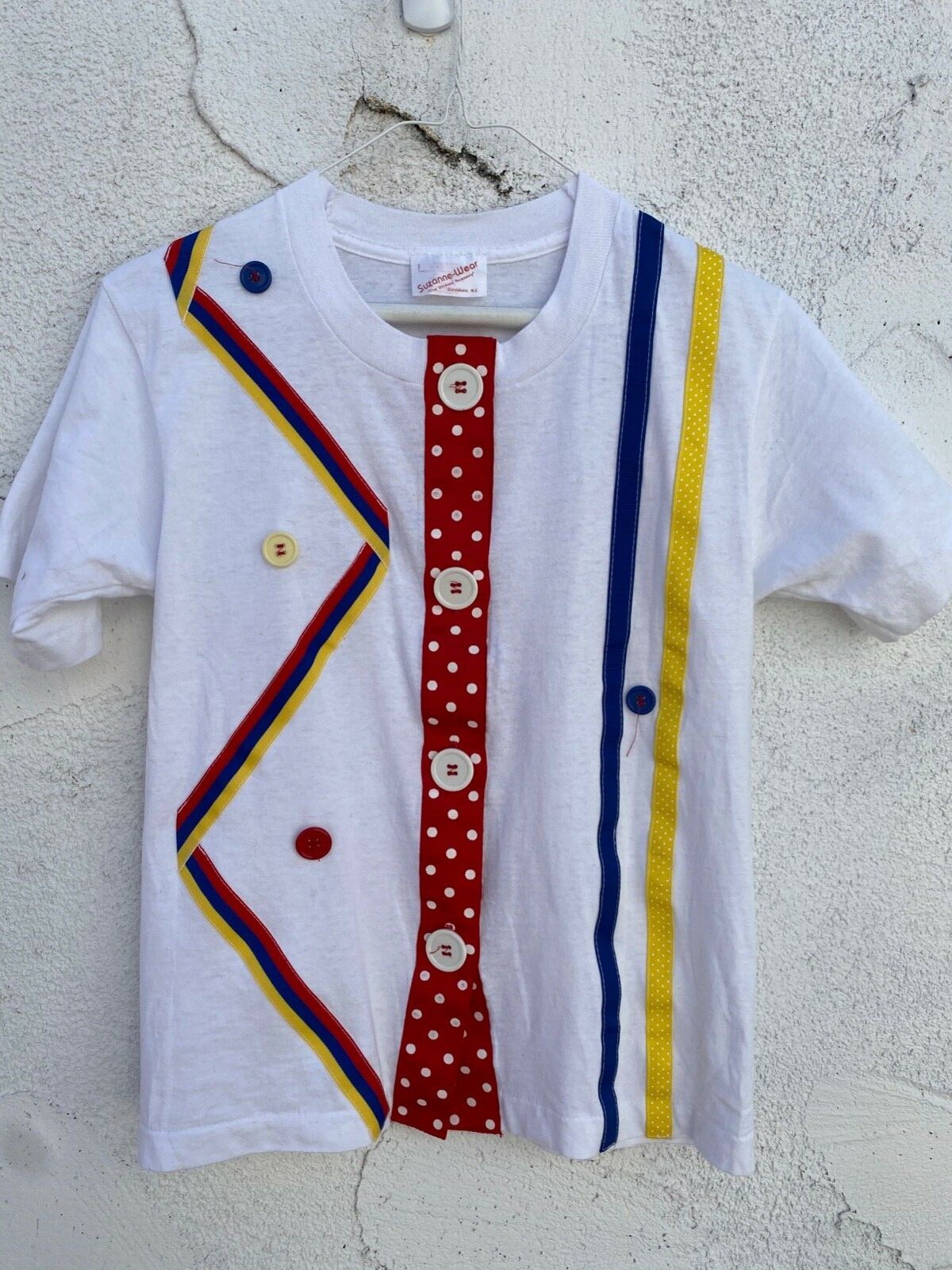Vintage 80’s Homemade Clown T shirt Youth L or Women XS/S Very weird Ribbon OOAK