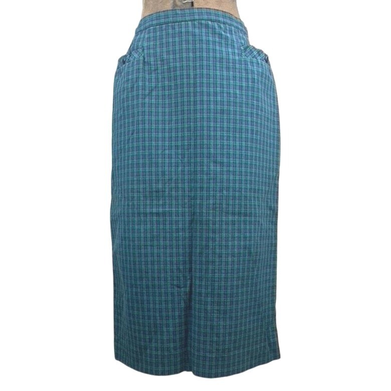 Vintage 60s Womens (S) Tartan Plaid Pencil Skirt Pockets GURIAN Midi Rockabilly