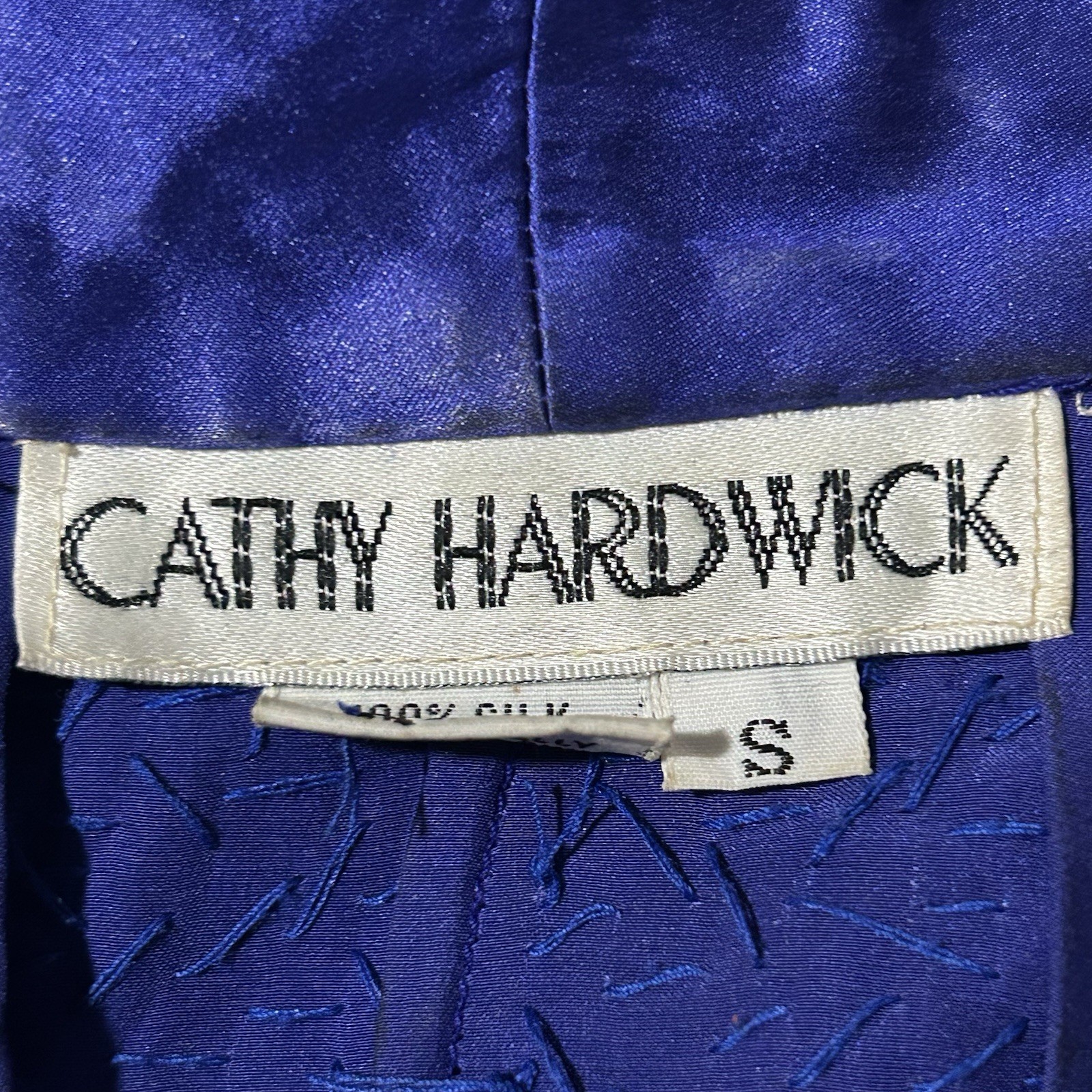 VTG 80’s Cathy Hardwick Blue Silk Sequined Open Jacket w/ Dolman Sleeves – Small