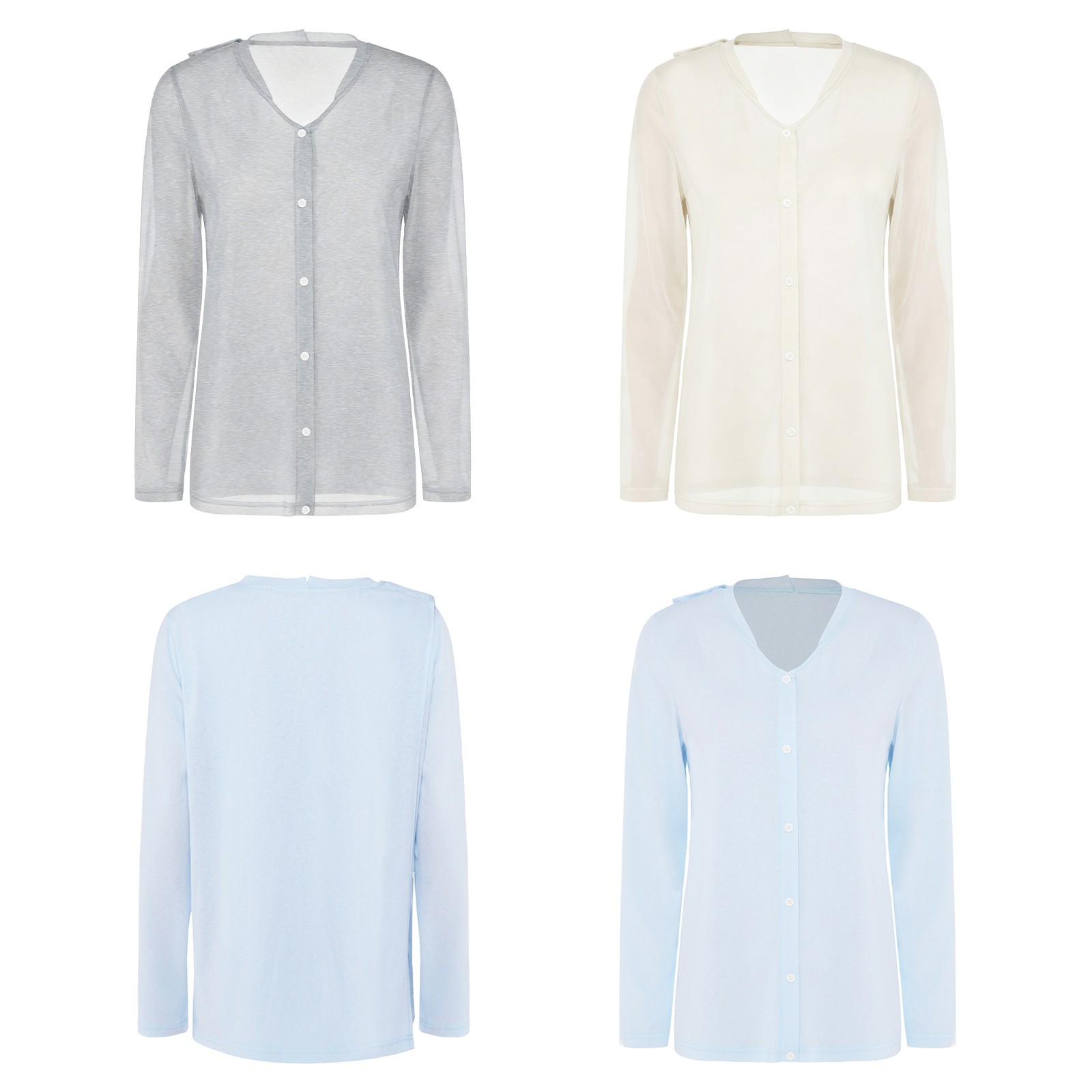 Women T-shirt Button-down Top Alzheimer Blouse V Neck Shirt Daily Wear Costume