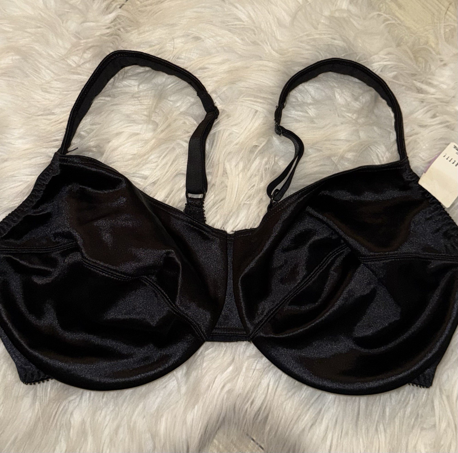 Vintage Vtg Vassarette 75-844 Second Skin Satin Bra UW Womens 42DD Black New Nwt