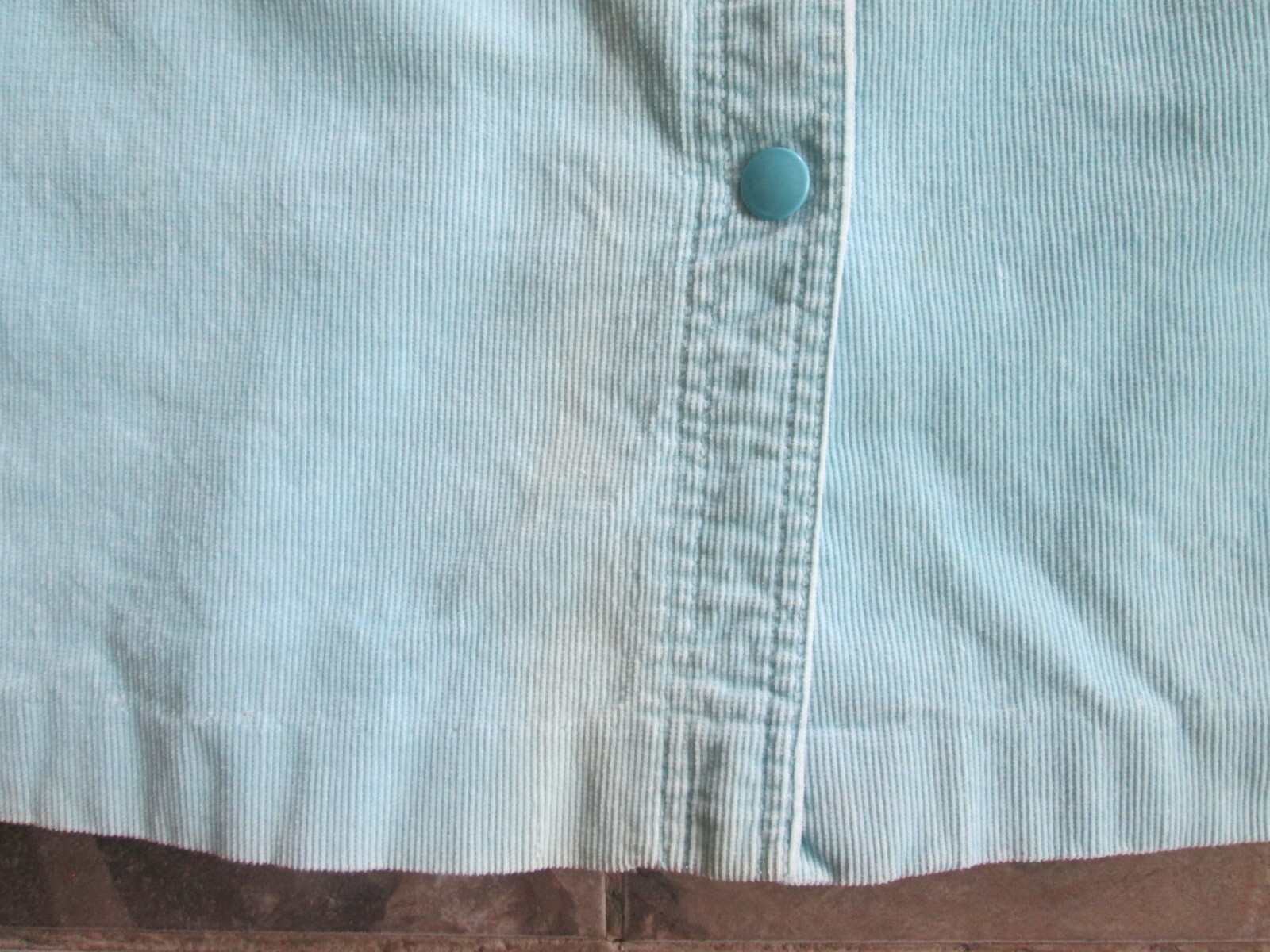 Vintage Hunter’s Glen Skirt 27″ Waist Snap Button Down Mint Blue A-Line Corduroy