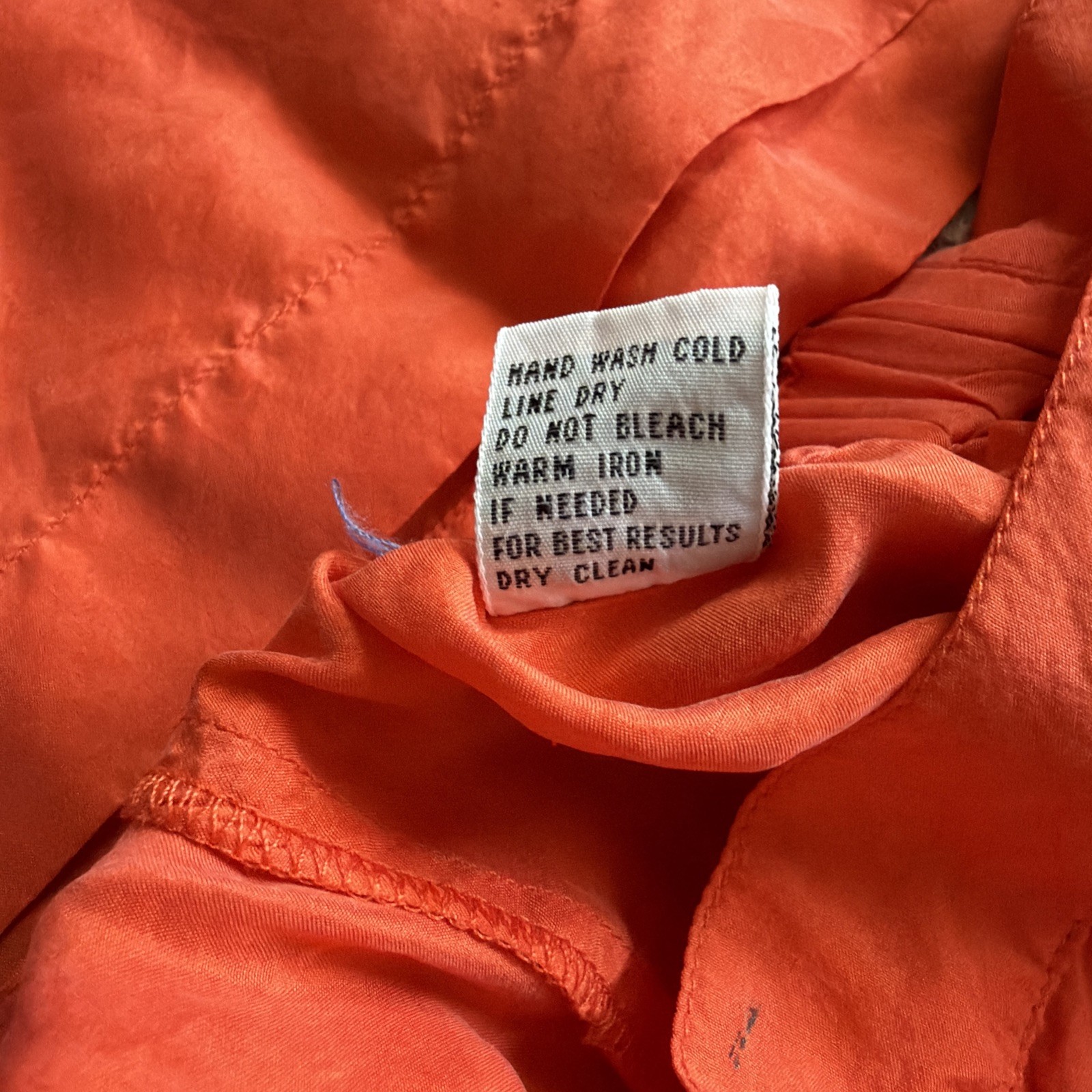 Vintage Sz LG 90’s Richard Lang Silk Bright Orange 100% Silk Top And Short Set