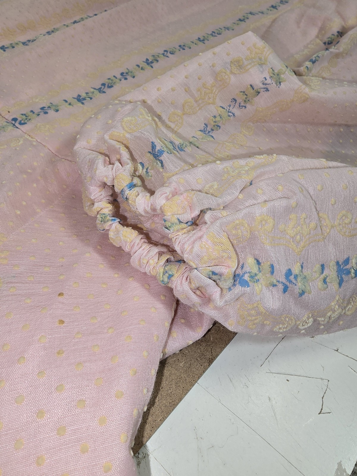 Vintage handmade Pink cotton blue accented Dress