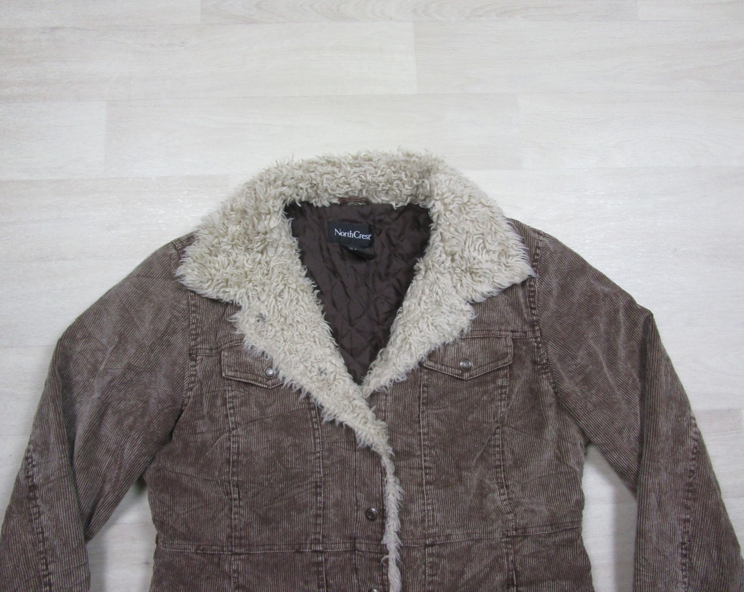 Vintage Y2K Corduroy Jacket Sherpa Faux Fur Lined Womens Size (M) Brown 2000s