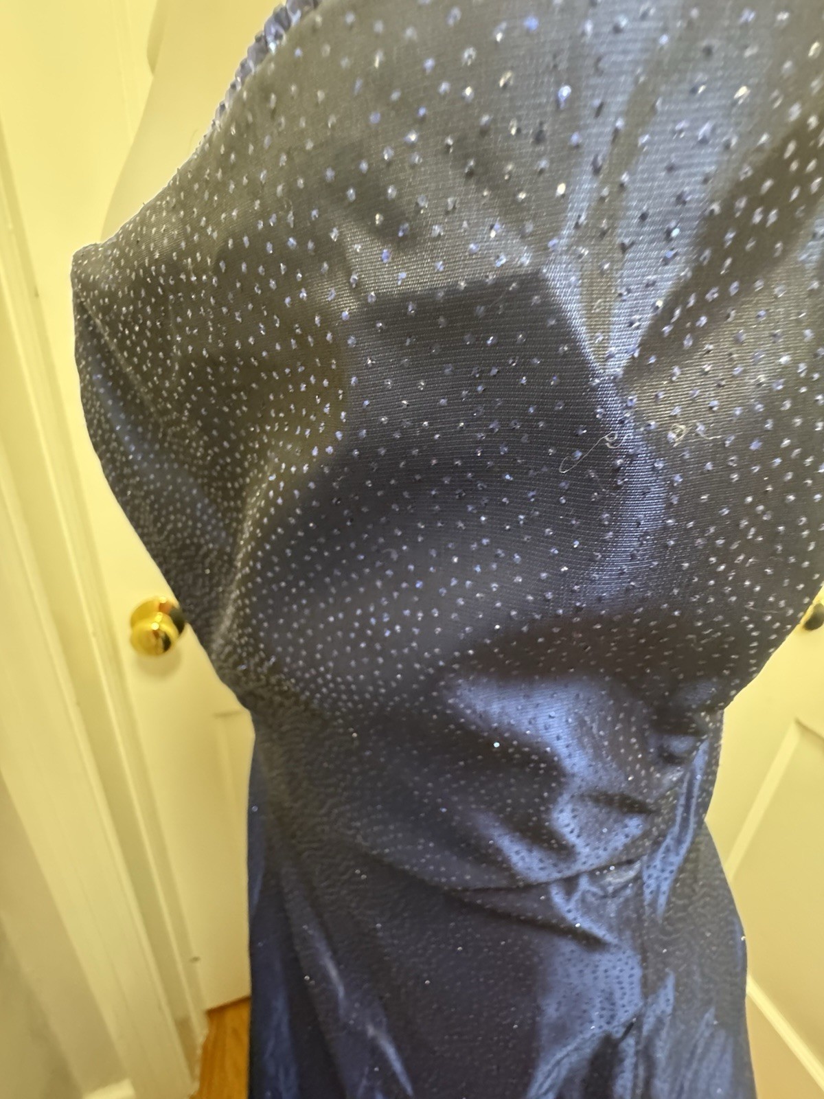 VTG Scott McClintock Blue Sparkle Strapless Gown Dress 12 Midnight Navy Prom