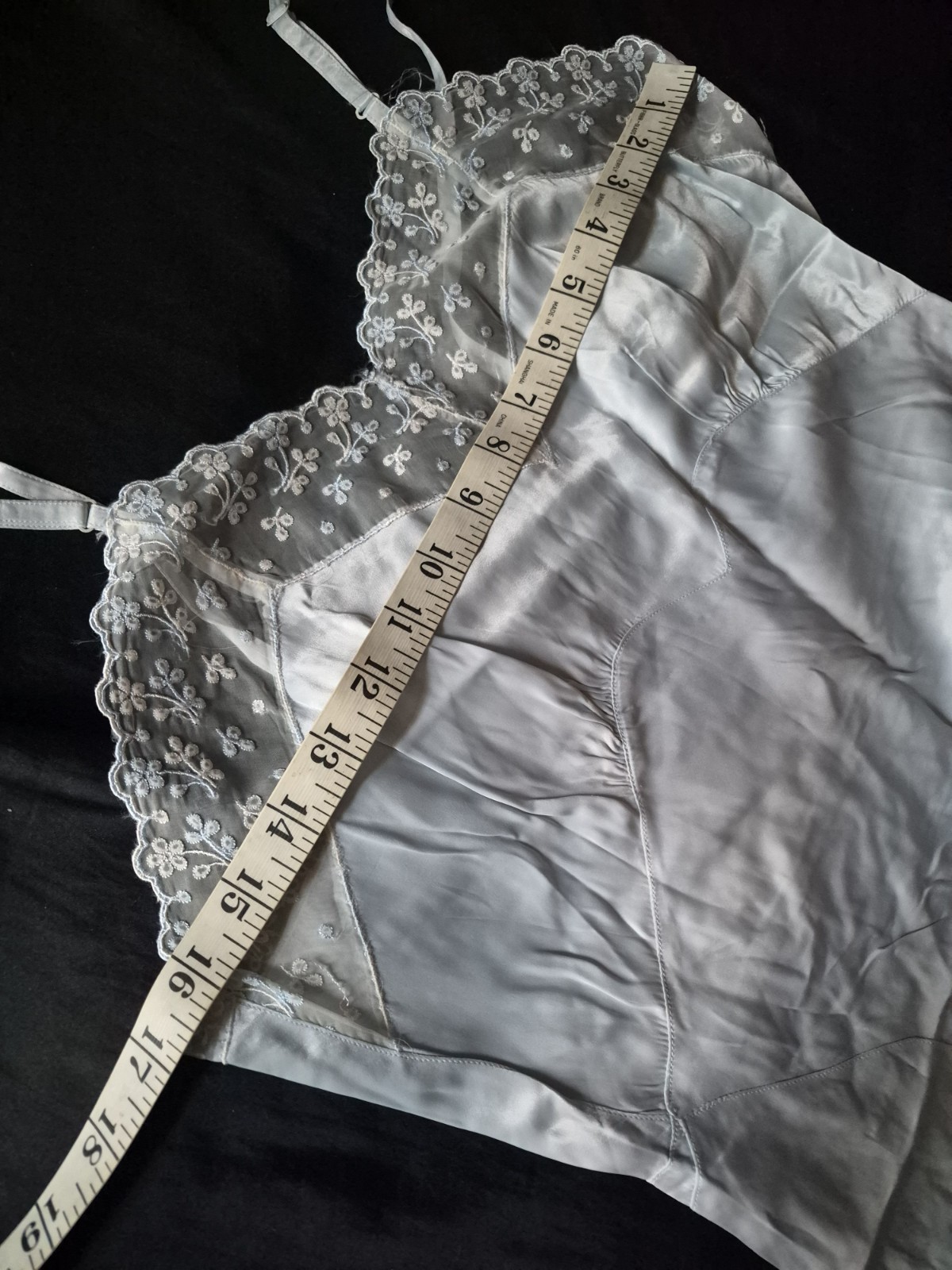 Vintage Blue Rayon Satin MISS SWANK Full Slip 36 Ex.
