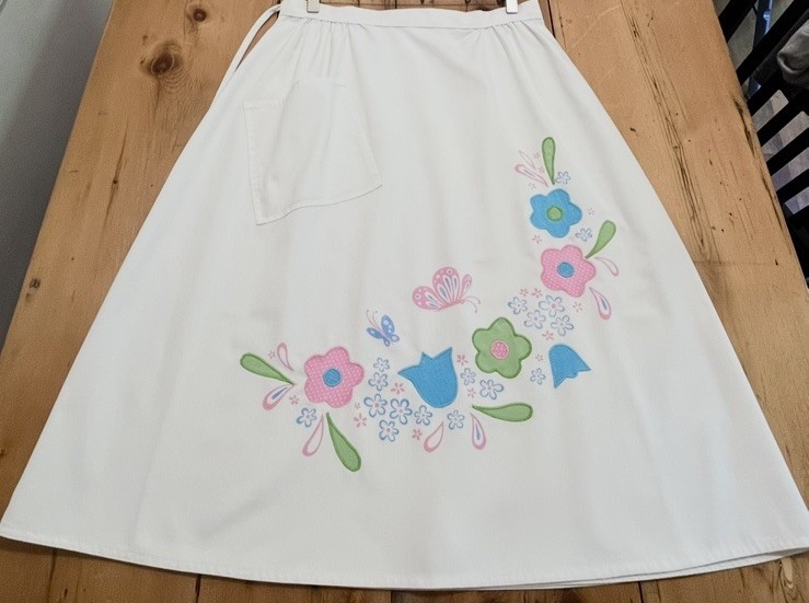 1960s Vintage Wrap Skirt Flowers A-line Pocket XL Knee-length Haphazard