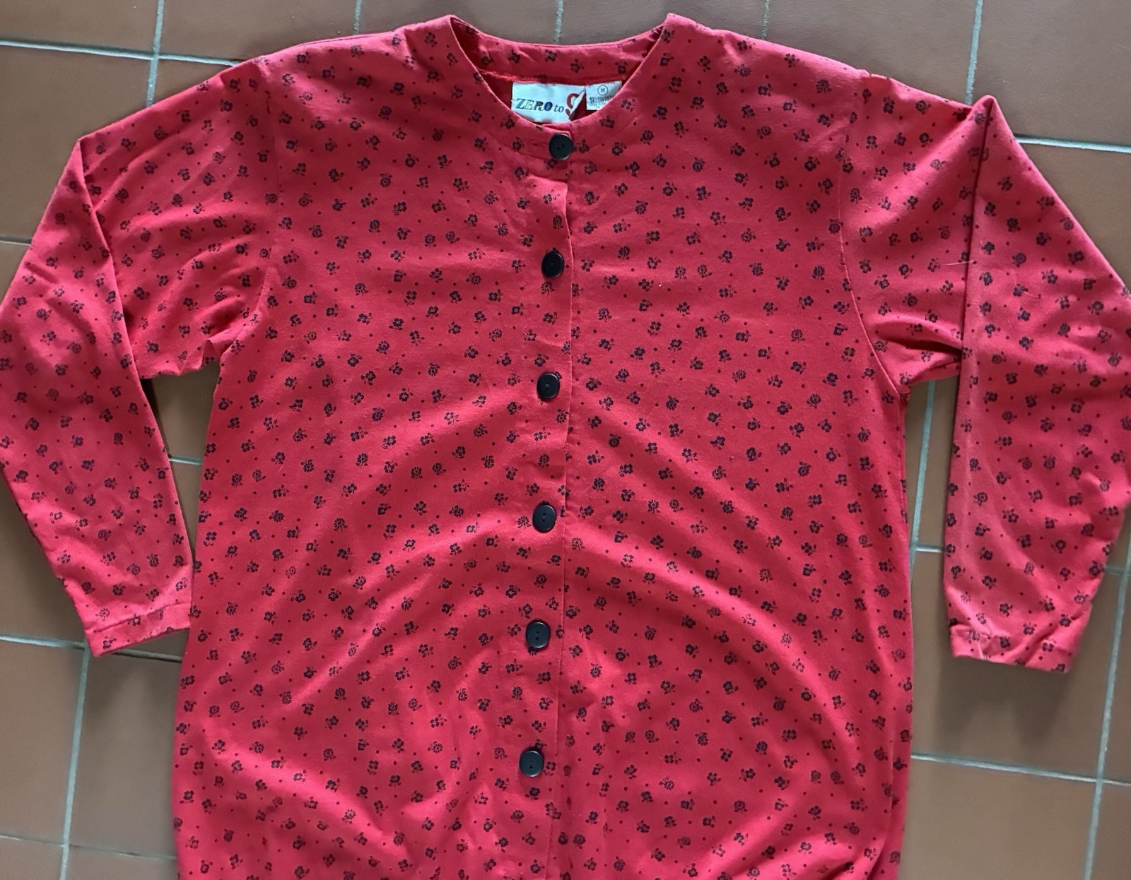 Vintage 1980s ZERO TO 9 Cherry Red Drop Waist Long Sleeved Dress Shoulder Pads M