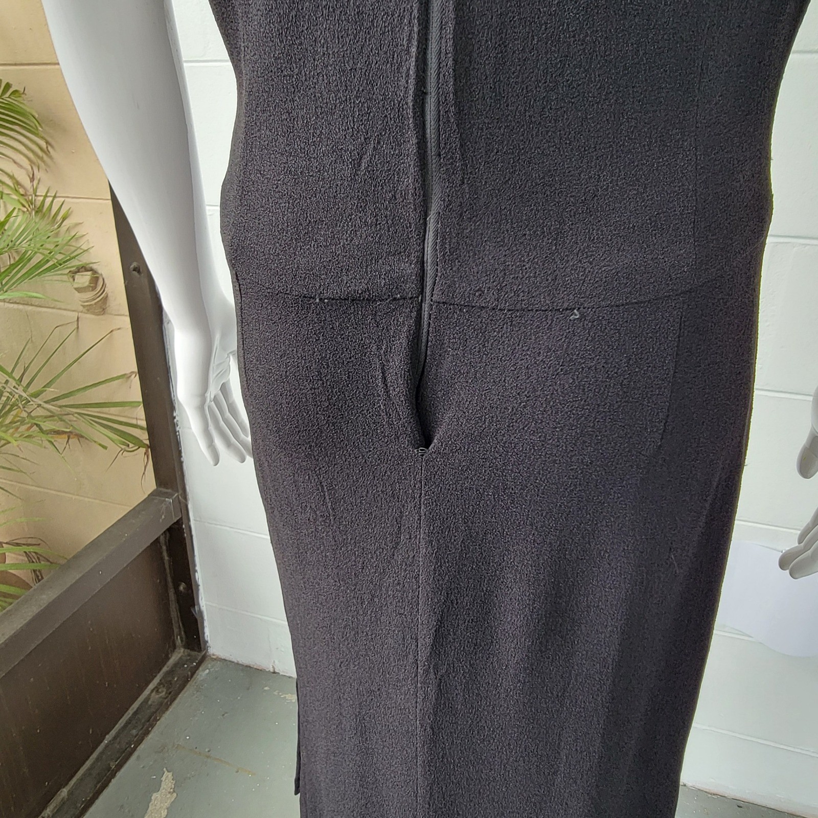 Vintage 70s Unbranded Maxi Dress Black Women’s M Minimalist Stretch Goth Retro