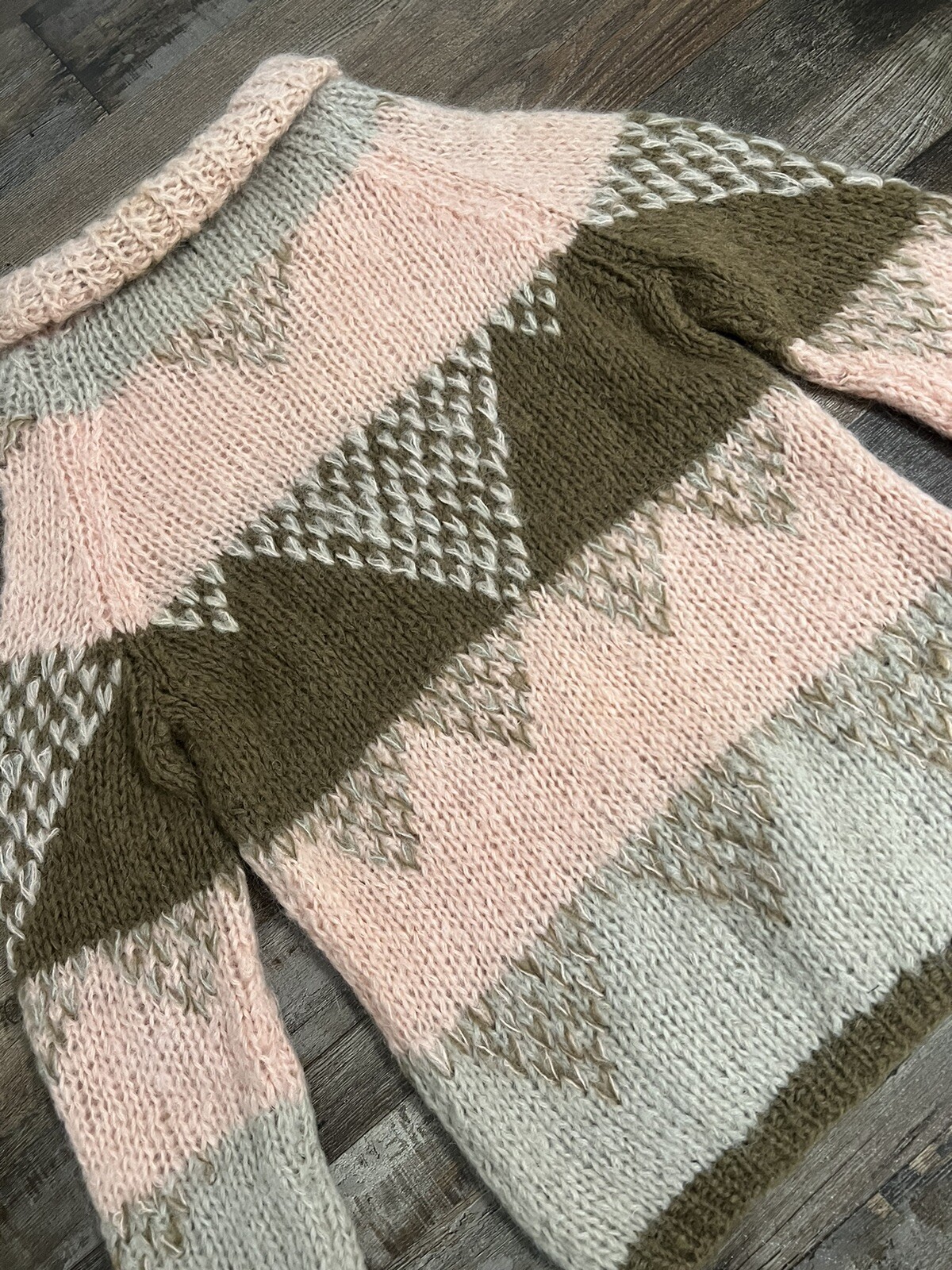 Vintage 60s Mary Lewis Sears Sweater Italian Mohair Wool Turtleneck Pink Brown