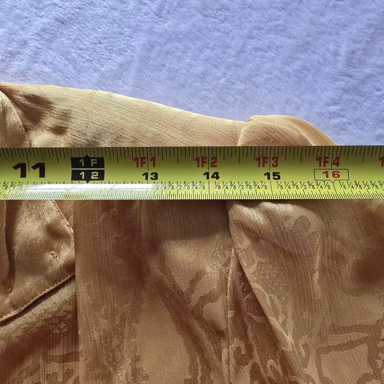 La Chine Classic Galinda Wang Vtg. Mustard Yellow Paisley Jacquard Bow Blouse 4
