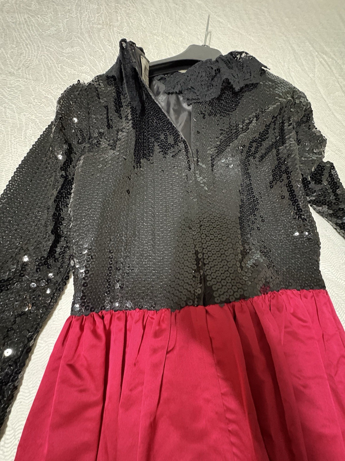 William Pearson Vintage Black Sequin And Red Satin Long Dress Size Small