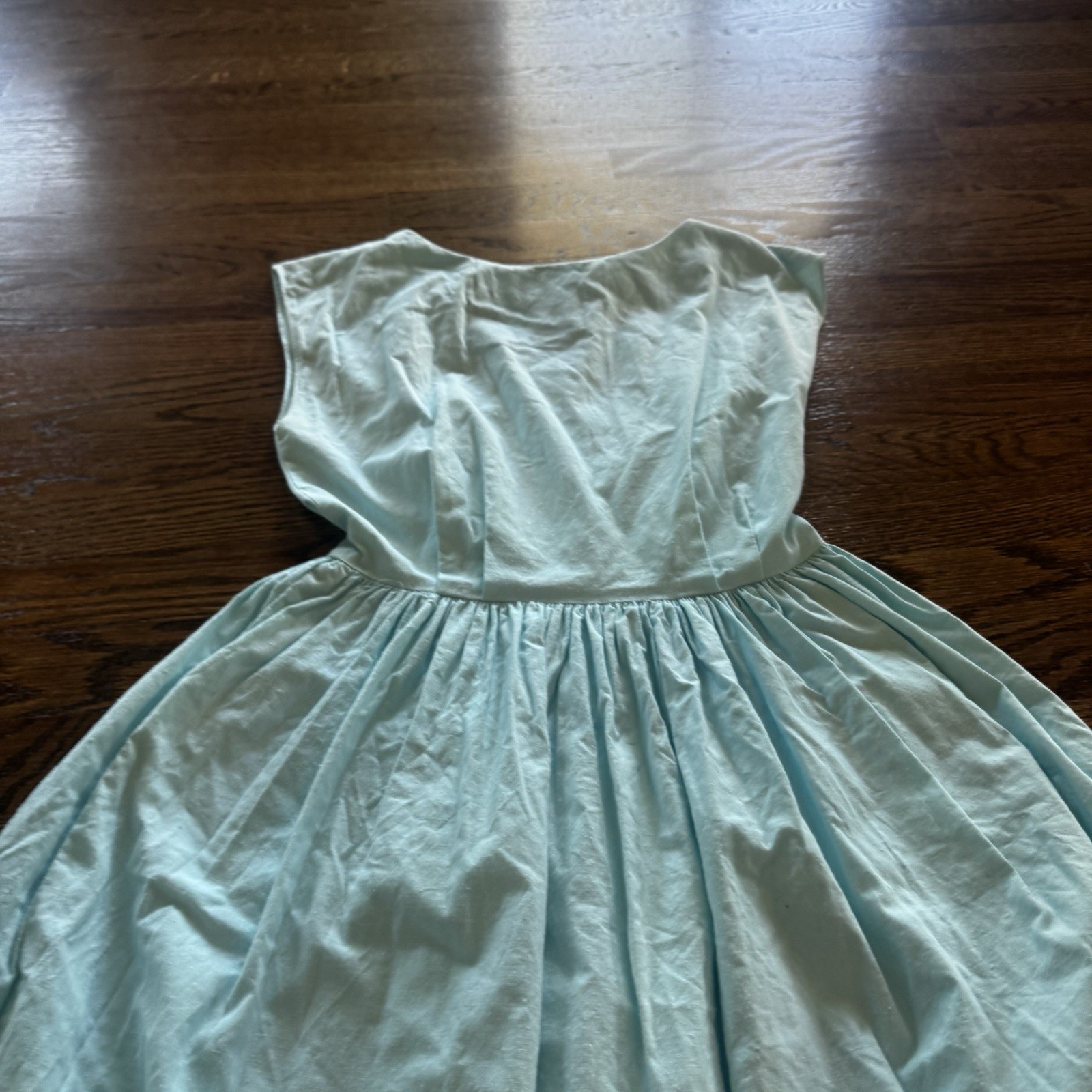 Vintage 1980s Sz 5/6 Dress 100% Cotton Powder Blue Woven Back A Line Adorable