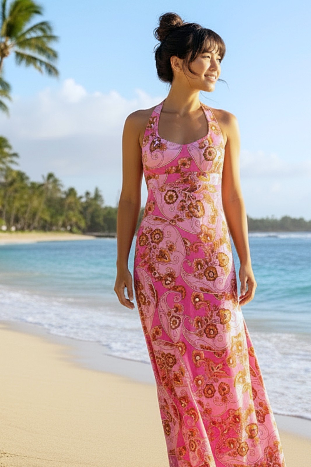 Liberty House of Hawaii, Psychedelic Pink Print Maxi Dress S