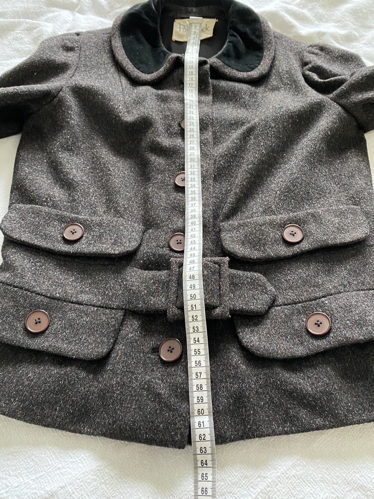 Vintage 50s 60s Sz S Sybil Zelker Polly Peck Wool Velvet Jacket Belt Grey Short