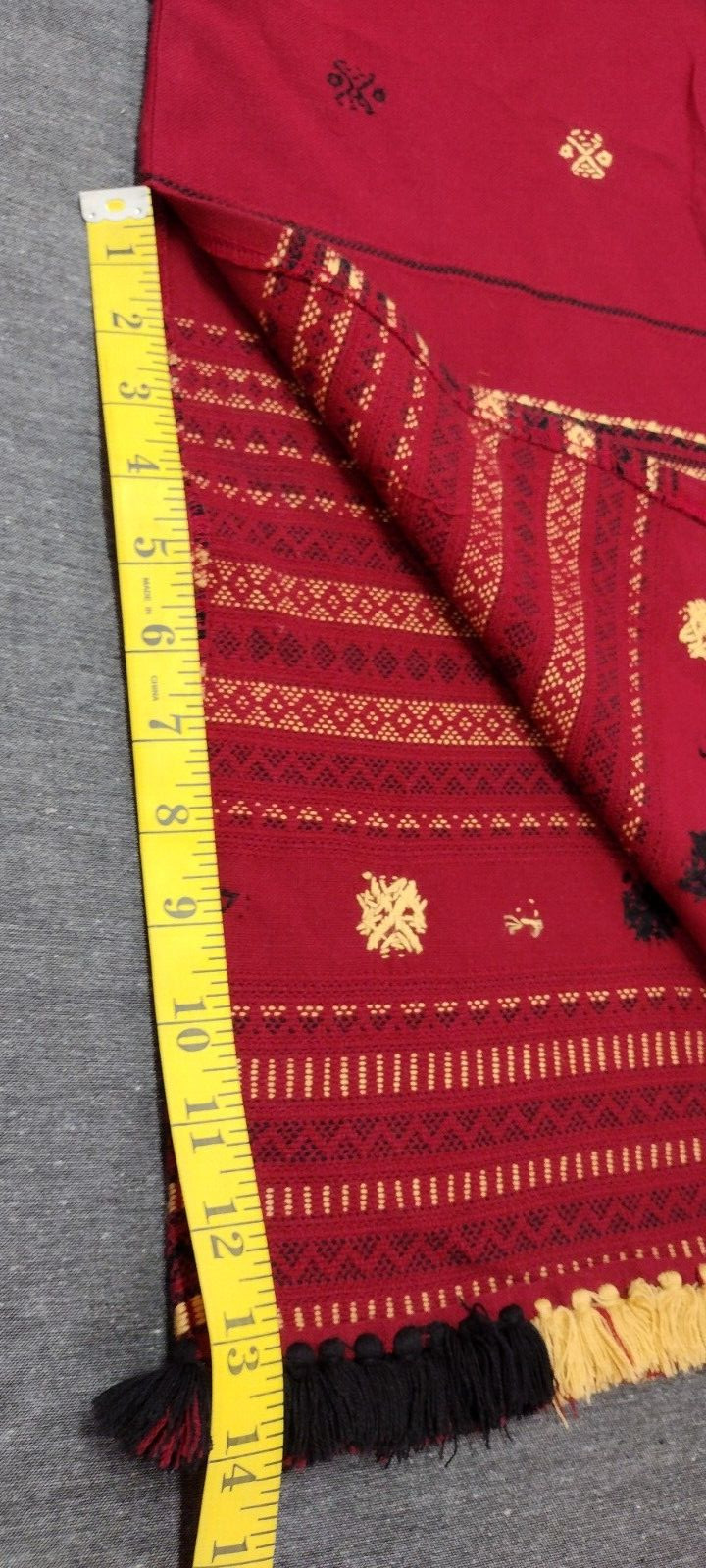 FREE PEOPLE Vintage Skirt Earth Color Ethnic Embroidery Bohemian Tassels S/M 5/6