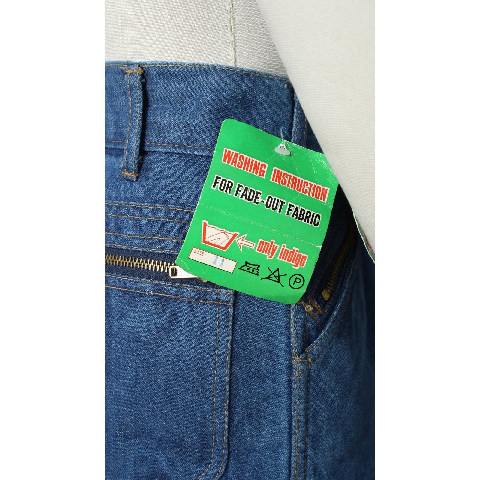 Vintage 1970s Bell Bottoms 70s Deadstock NWT High Rise Flares Blue Denim Jeans