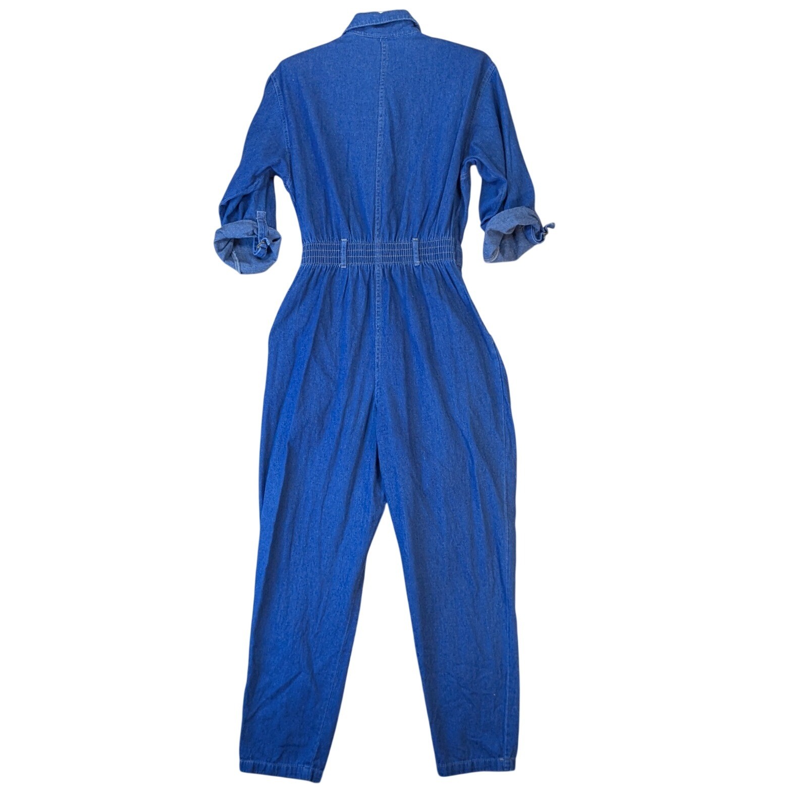 Vintage Dreams Denim Jumpsuit Womens 10 Blue Cotton Utility Boiler Suit Pleated