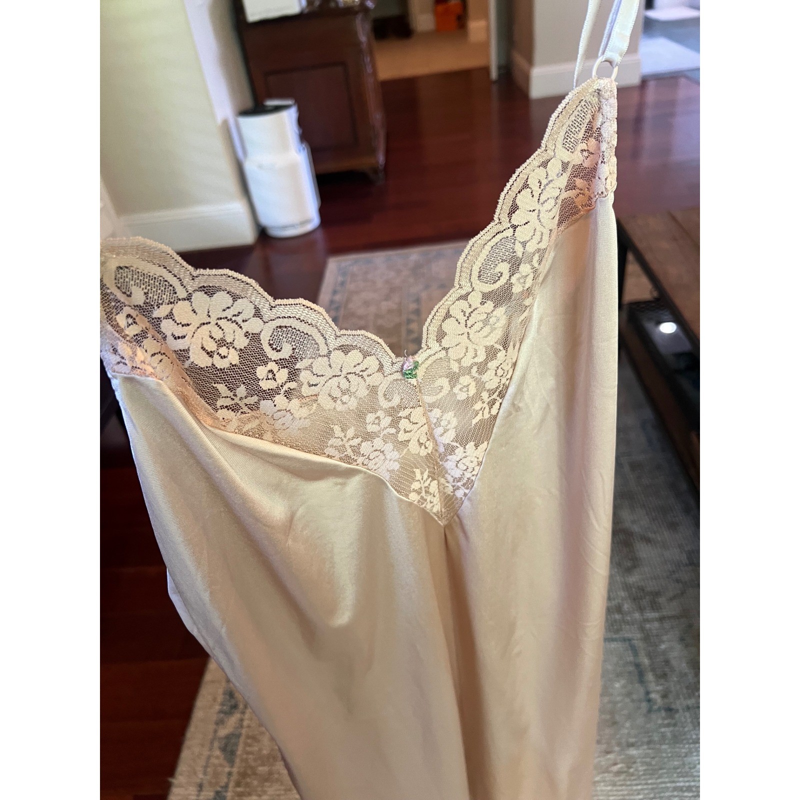 Vintage Chantilly Lace Slip Dress Champagne Reformation Y2K Style 34 Romantic
