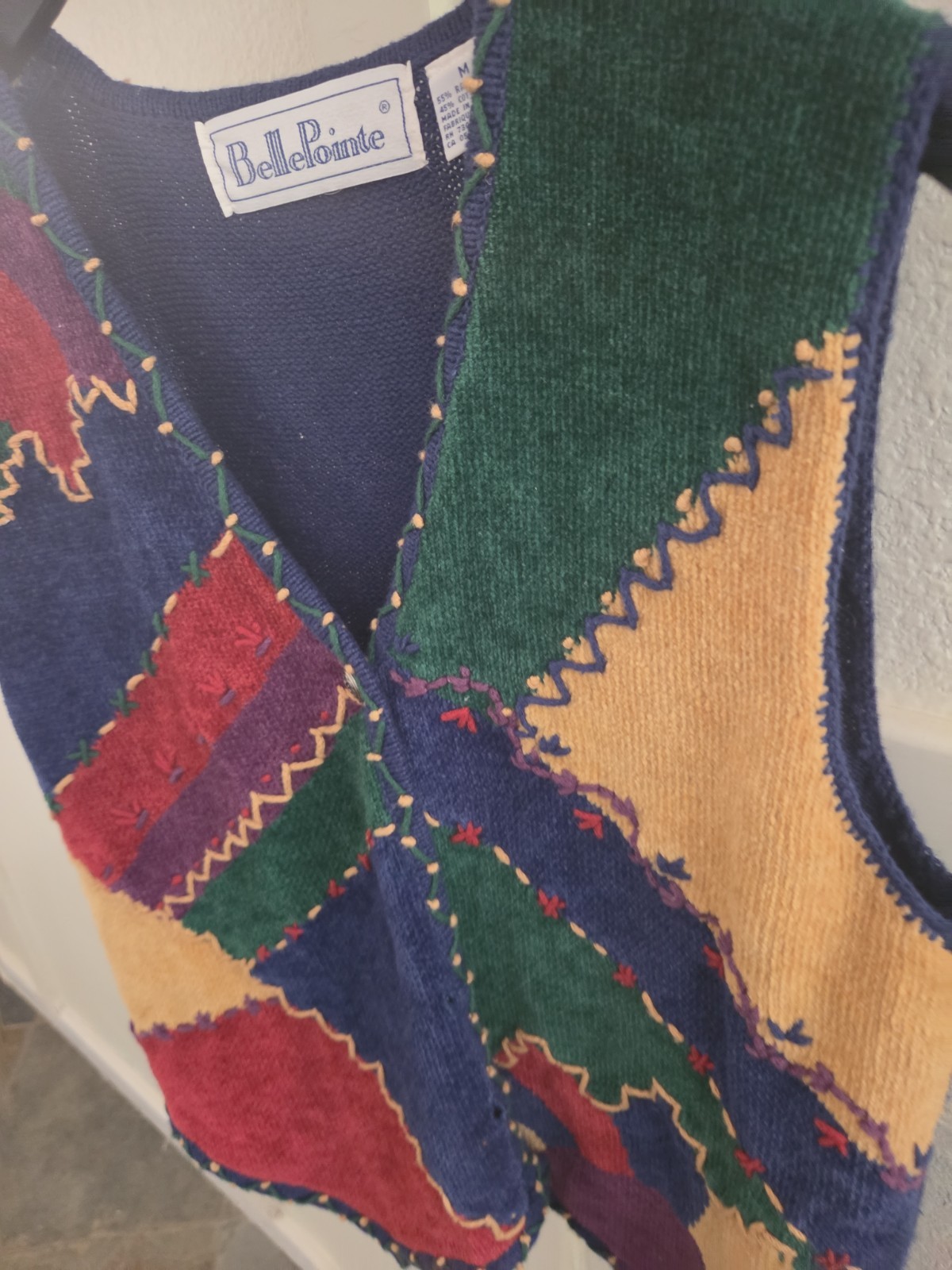 Vintage Belle Pointe Sweater Vest womens sz Medium Zigzag Casual Vest