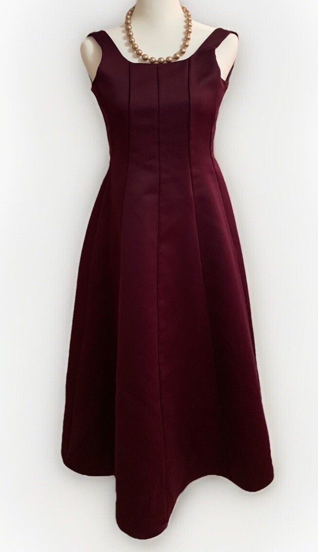 VINTAGE Burgundy Formal Dress Size 10 (see Measurements) Unite Made In USA