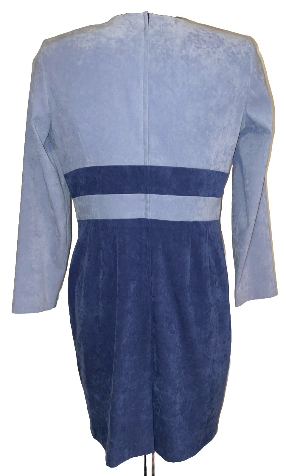 Vintage Positive Attitude Color Block Faux Suede Round Neck Sheath Dress 10 P