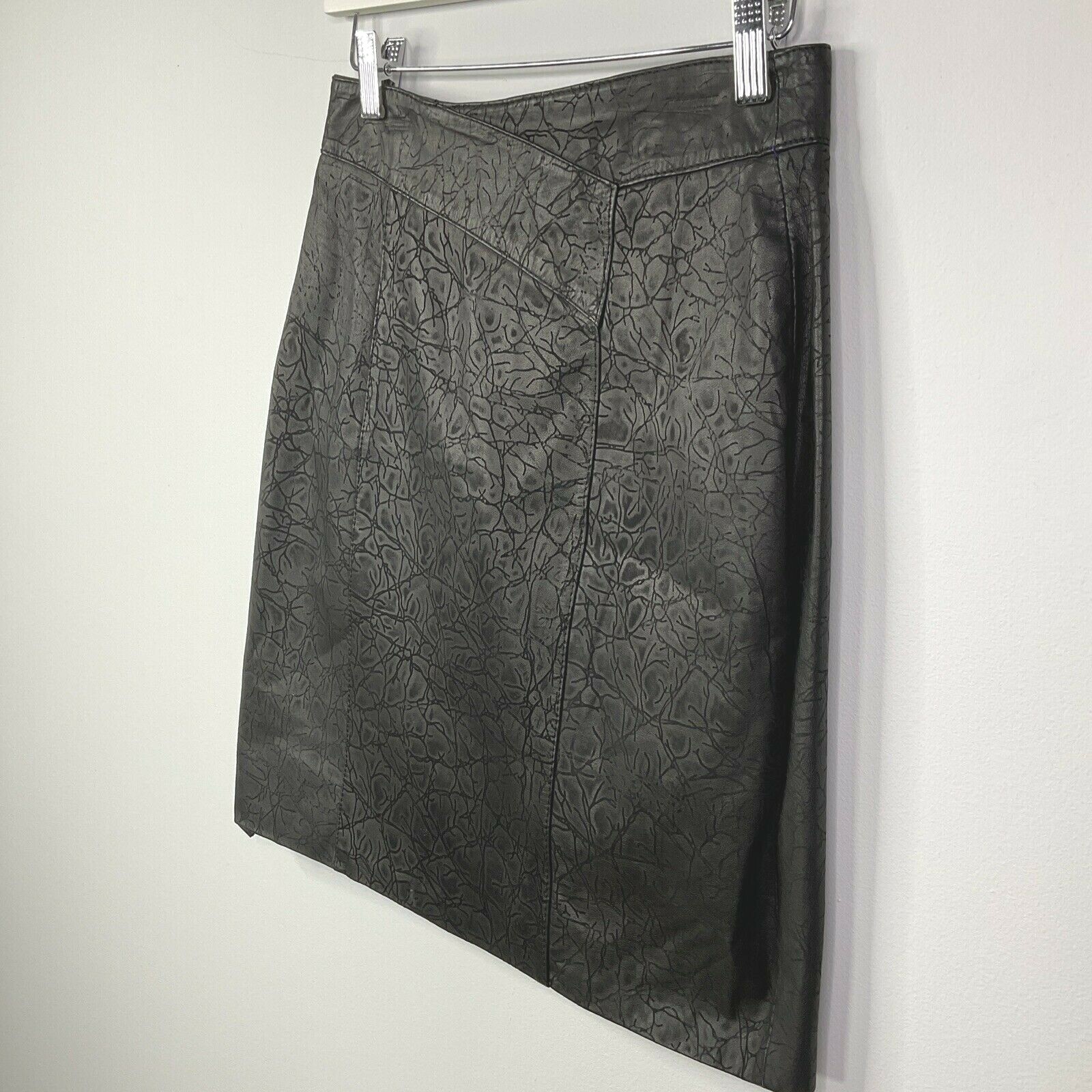 Vintage dLinea Skirt Women Size 11 / 12 Black Leather Straight Pencil 80’s Lined