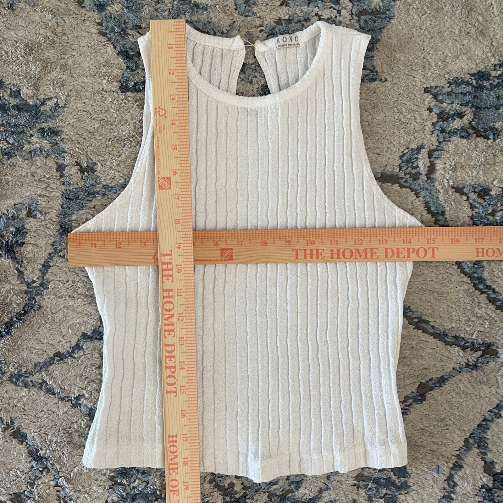 Vtg 90s Y2K XOXO White Ribbed Knit Tank Top Sleeveless Clean Girl Basic Casual M