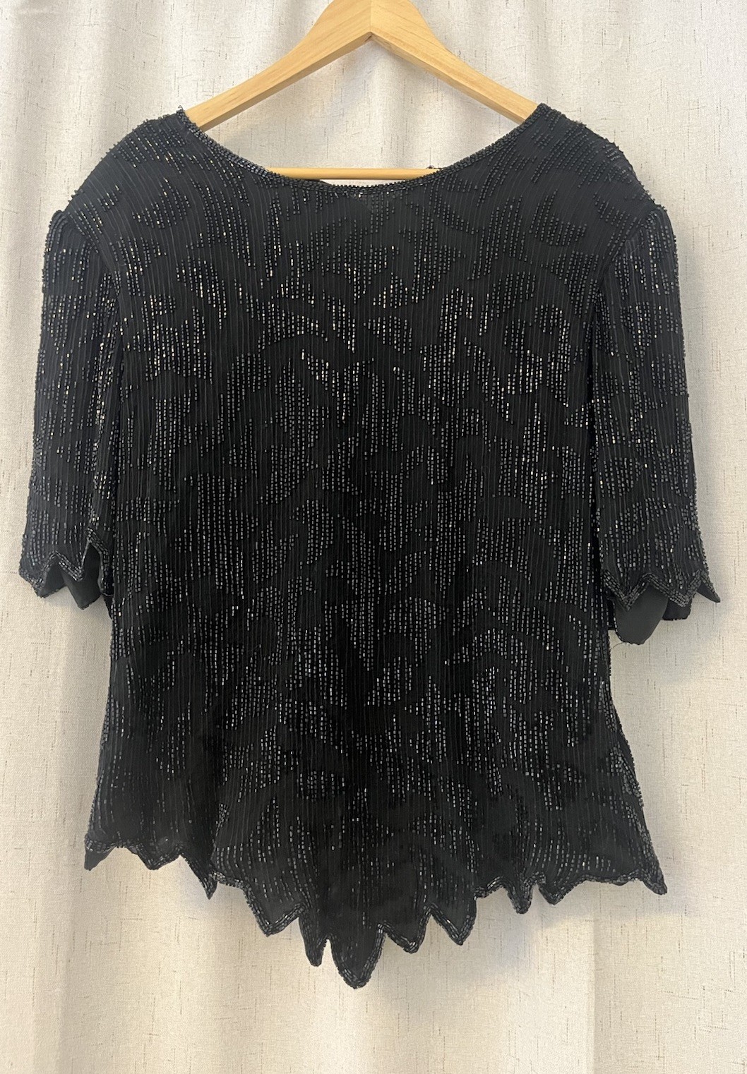 Lawrence Kozar Vintage 80s Women’s Black 100% Silk Long Blouse