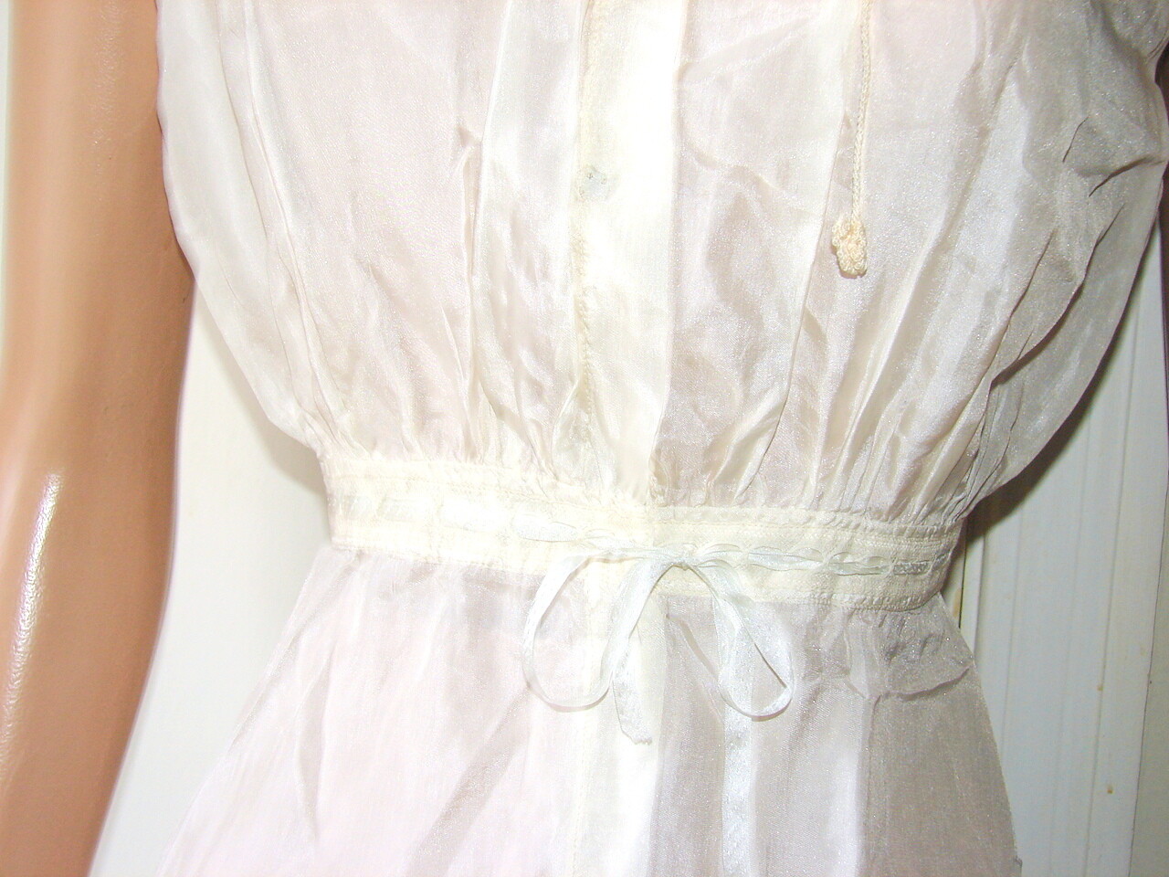 Edwardian Lingerie STEP-IN WHITE SILK & ECRU CROCHET size S c3-l