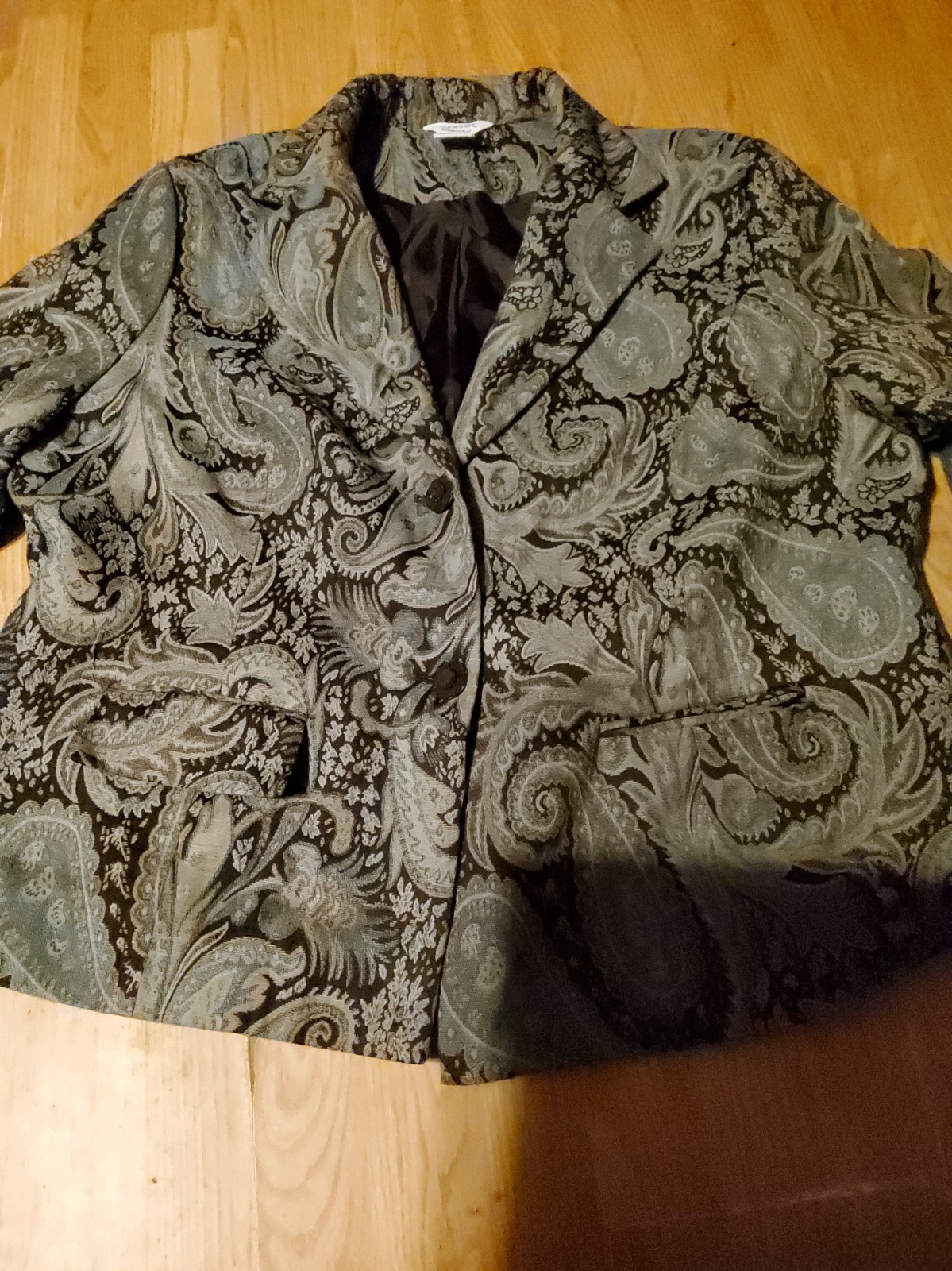 Vintage George Women’s Plus -Paisley Teal Brown Suit Jacket/Blazer- Sz 26W/28W