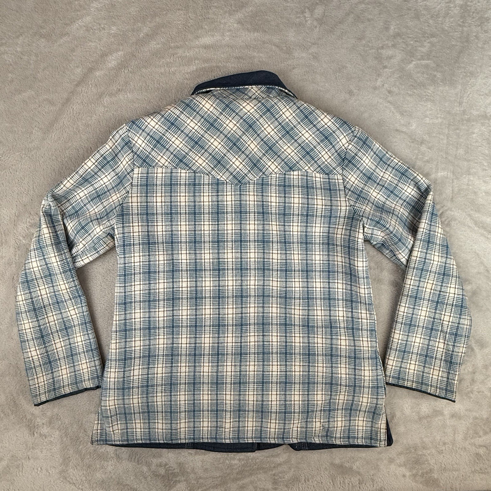 Vtg Prior Westerns Denver Denim Reversible Jacket Womens L Chore Coat Rockabilly
