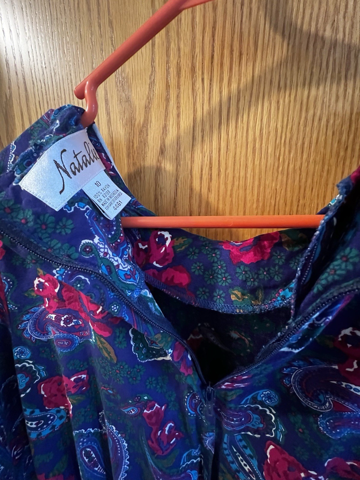 Vintage 80’s Natalie Dress Red/Blue Floral 3/4 Sleeve Women Size 10 RARE