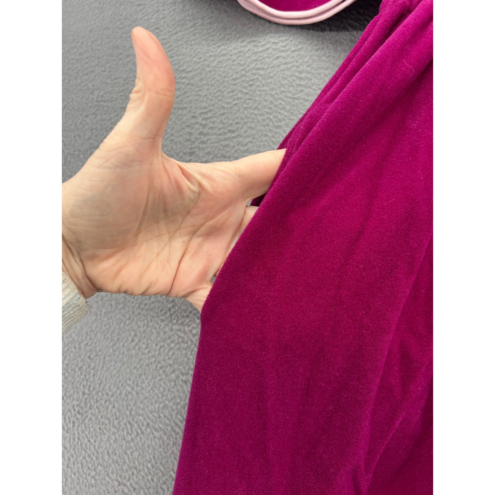 Vintage Vanity Fair Velour Kaftan Robe Magenta Pink Flutter Sleeve Maxi Dress XS