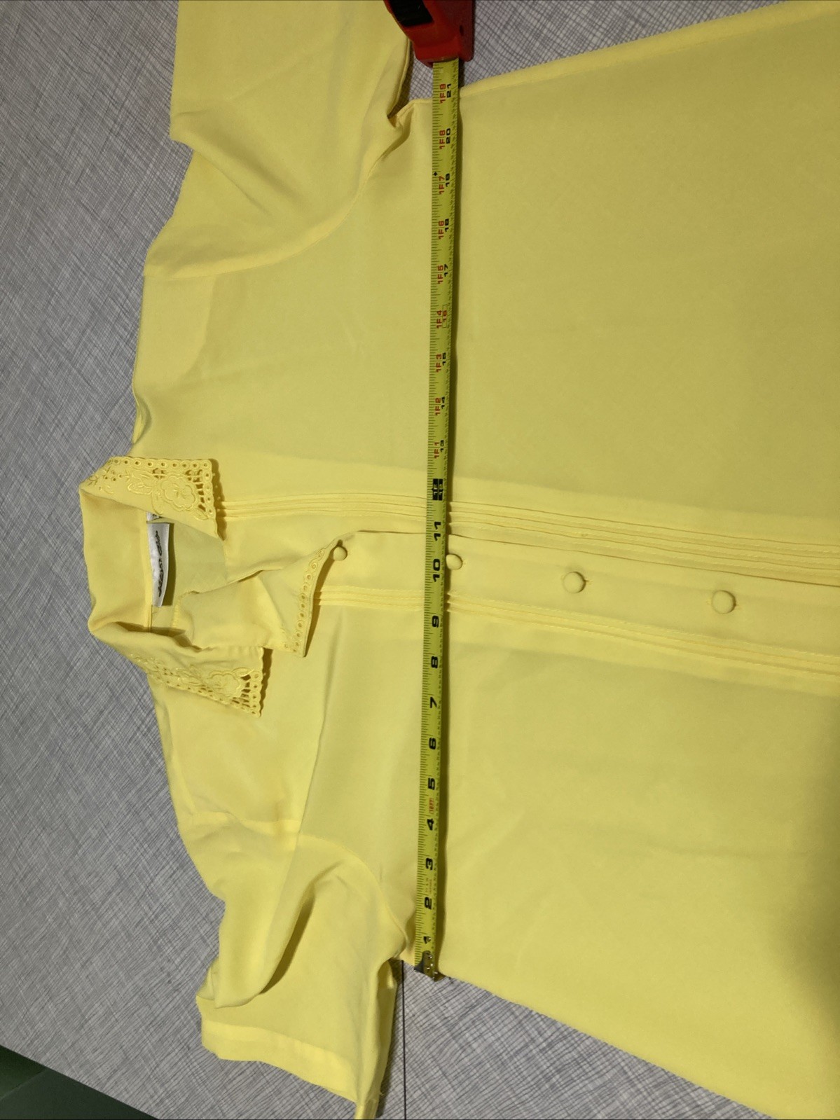 Vtg 1980s Yves Saint Clair Yellow Fabric Button Secretary Cottagecore Top Blouse
