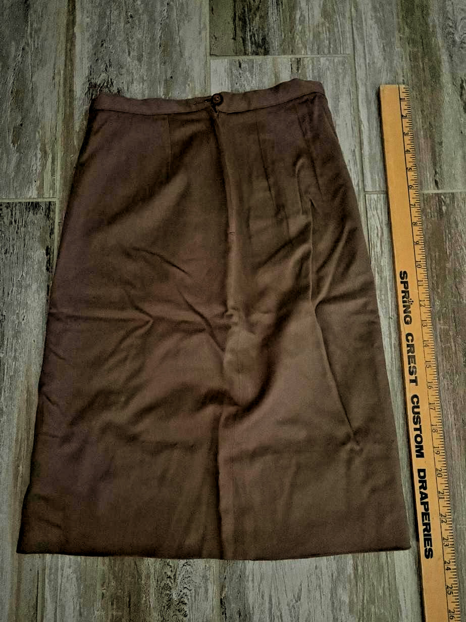 Vintage Lilli Ann Brown Wool Suit Set with Genuine Fur Collar 2 Pc XSmall