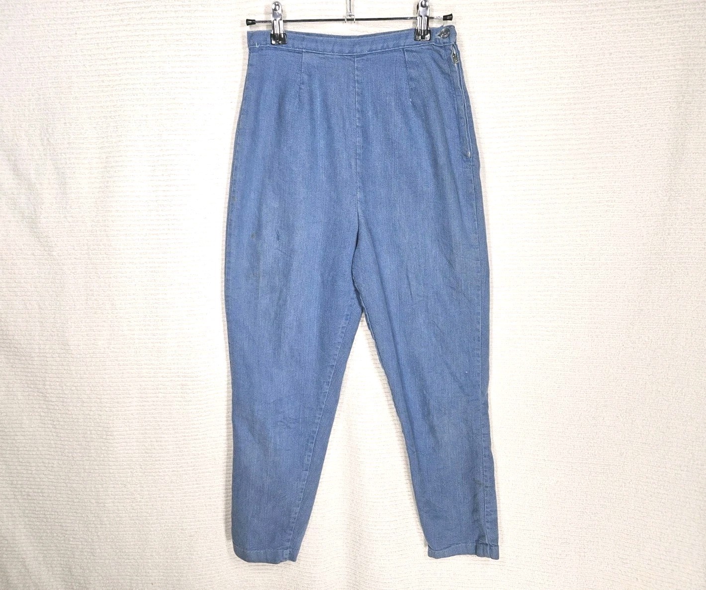 Vintage 1960s Side Zip Jeans Denim Pedal Pusher 25w Metal Zip No Pockets Worn
