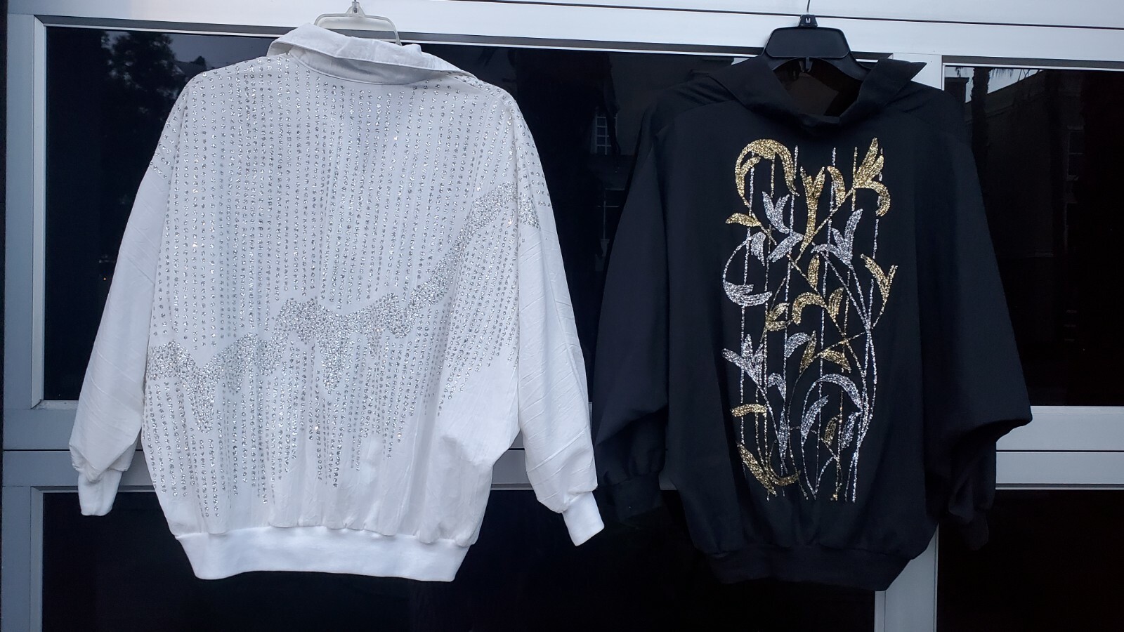 LOT Vintage 80s Glam Gold Silver Glitter Embellished Top BEDAZZLE Blouse GESTE