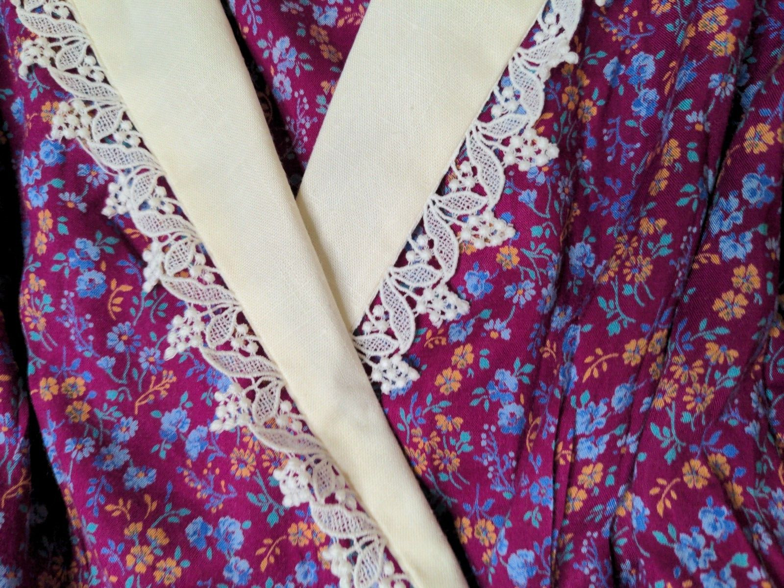 NOS Y2K JSJ Size 10 Secretary Cottagecore Prairie Ditsy Maroon Floral Midi Dress