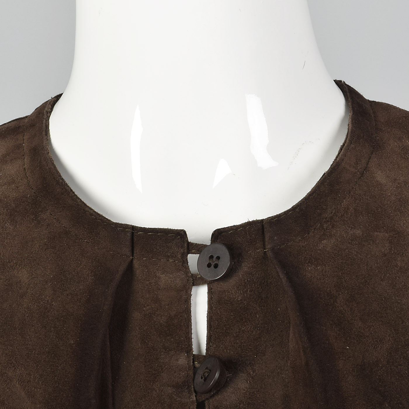 Small 1990s Giorgio Armani Brown Goat Suede VTG Leather Dress Long Sleeve