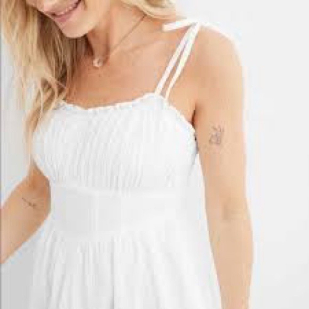 NWT Aerie Corset White Cotton Mini Dress Size Large Bridal Bachelorette