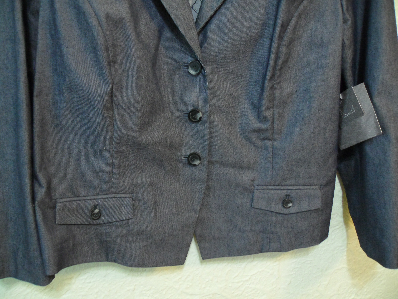 Liz Claiborne Denim Jacket 3 Button Blue Blazer Stretch Sz 16 NWT $139