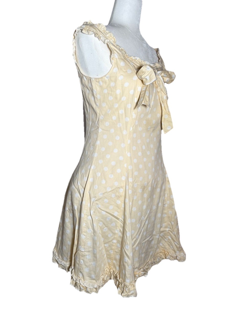 Vintage Milk Lolita Hime Gyaru Coquette Japan Polka Dot Ruffle Bow Dress