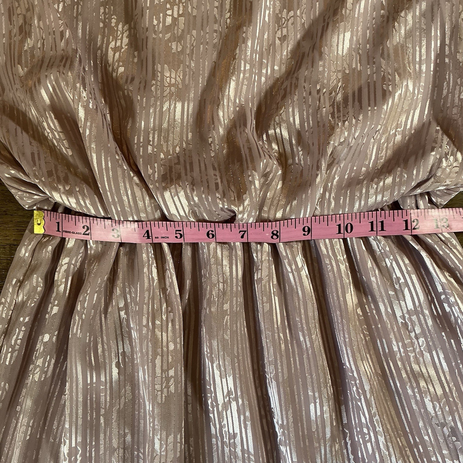 VINTAGE Size 12 Lady Carol Pink Shimmery Midi Dress Long Sleeve USA Made #35708