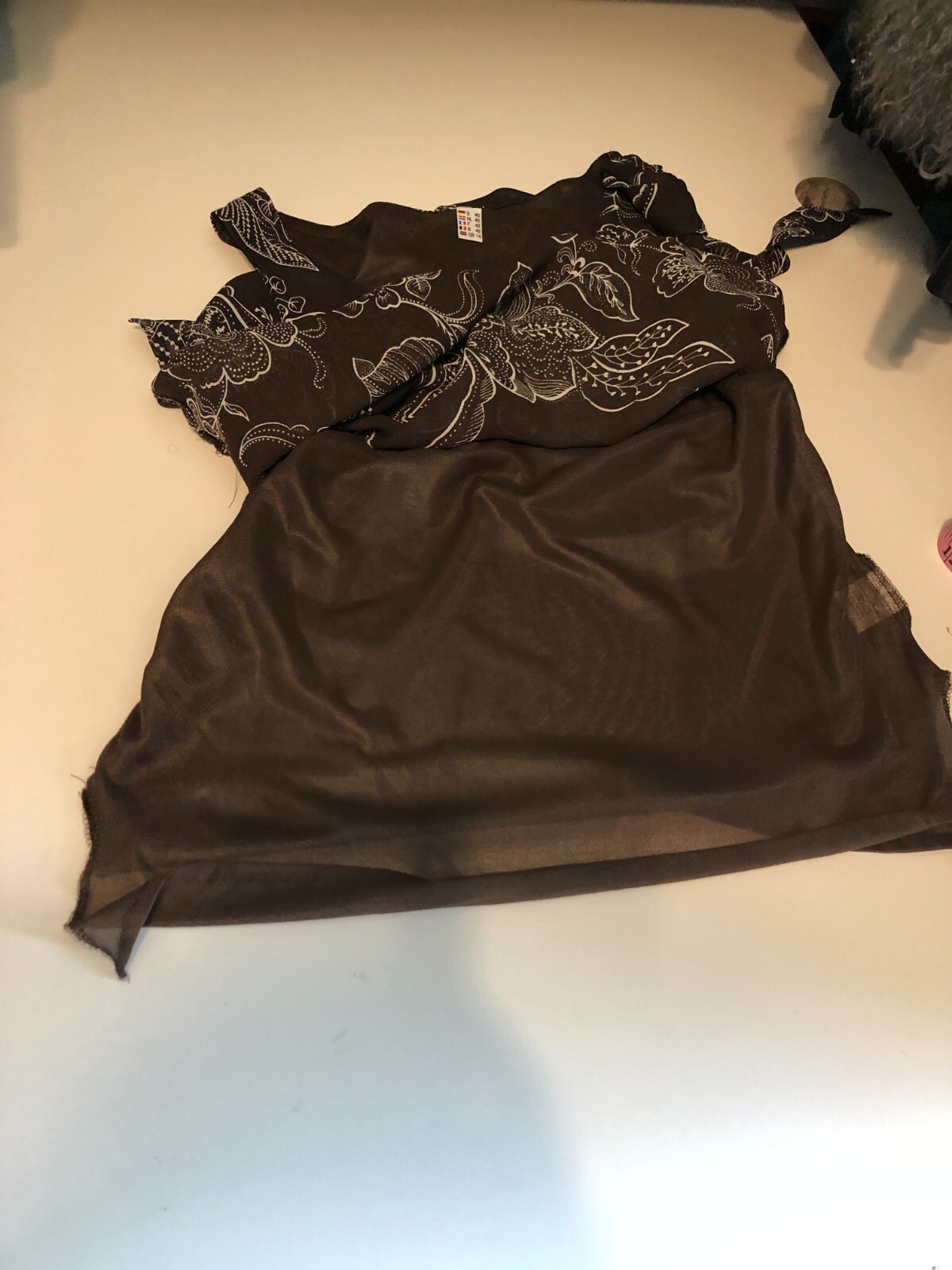 Vintage 90s Brown Floral Skirt Set L 10 12 Lined Asymmetric Hanky Hem Bow Blouse
