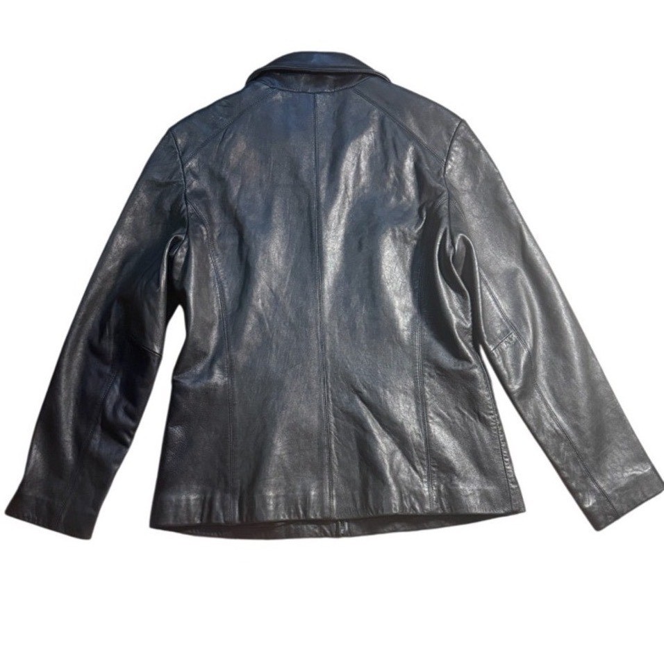 Vintage Worthington Black Genuine Lambskin Leather Jacket M 90s Minimalist