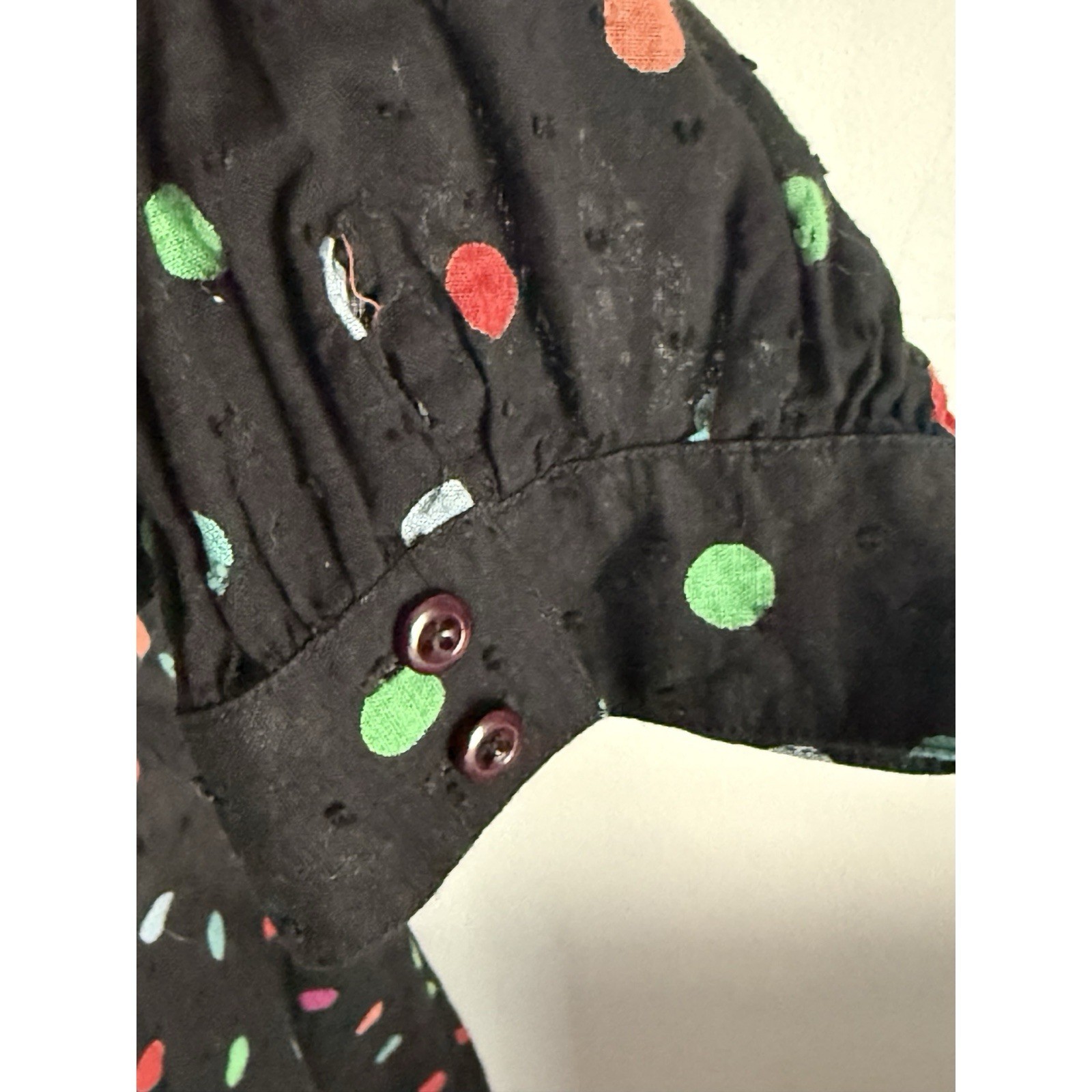 Vintage Black Dress Polka Dots Cotton Francesca Of Damon For Starington W Sz L