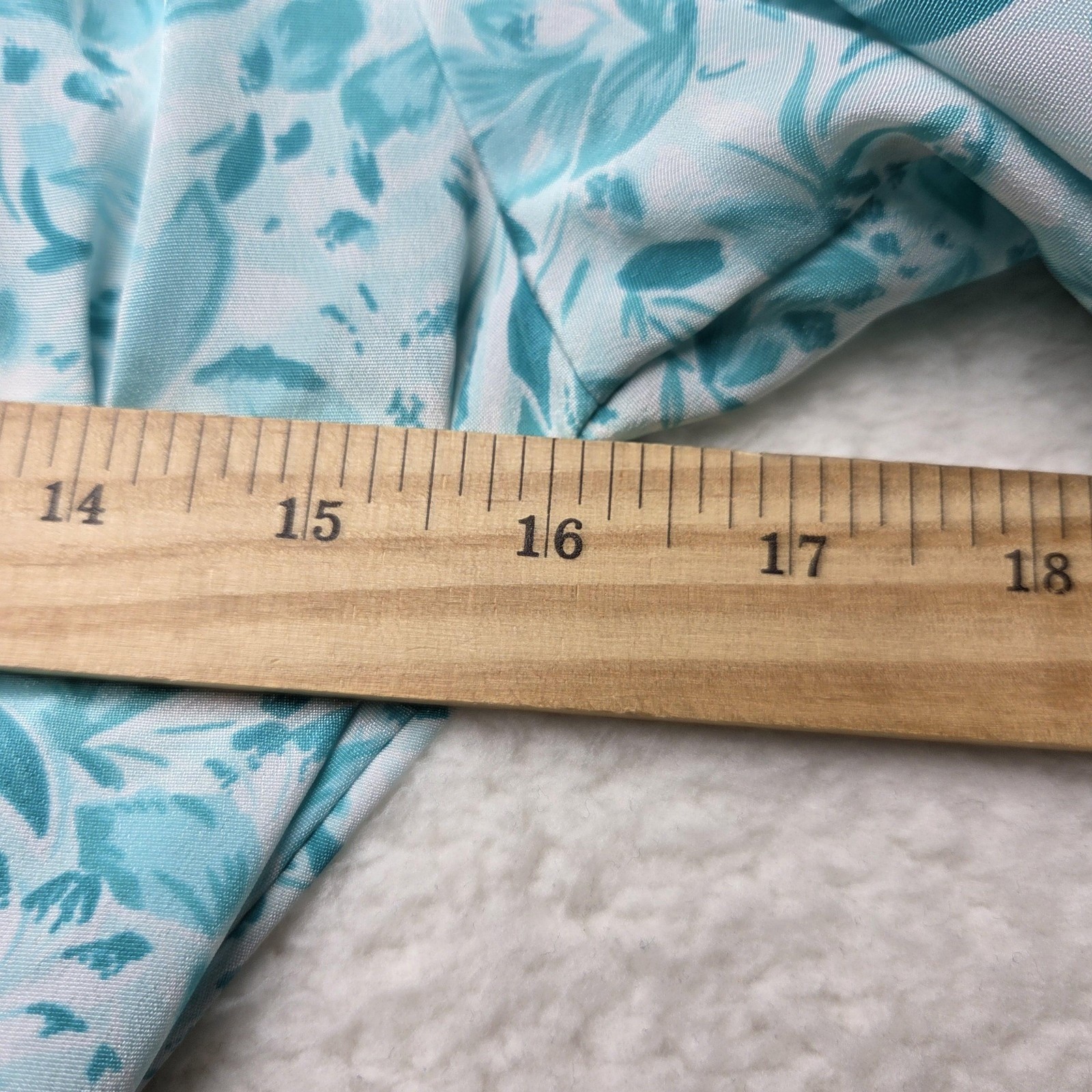 Pellini Petites Von Bramlett Vintage Teal Leaf Print Midi Dress Blue 5/6 Petite